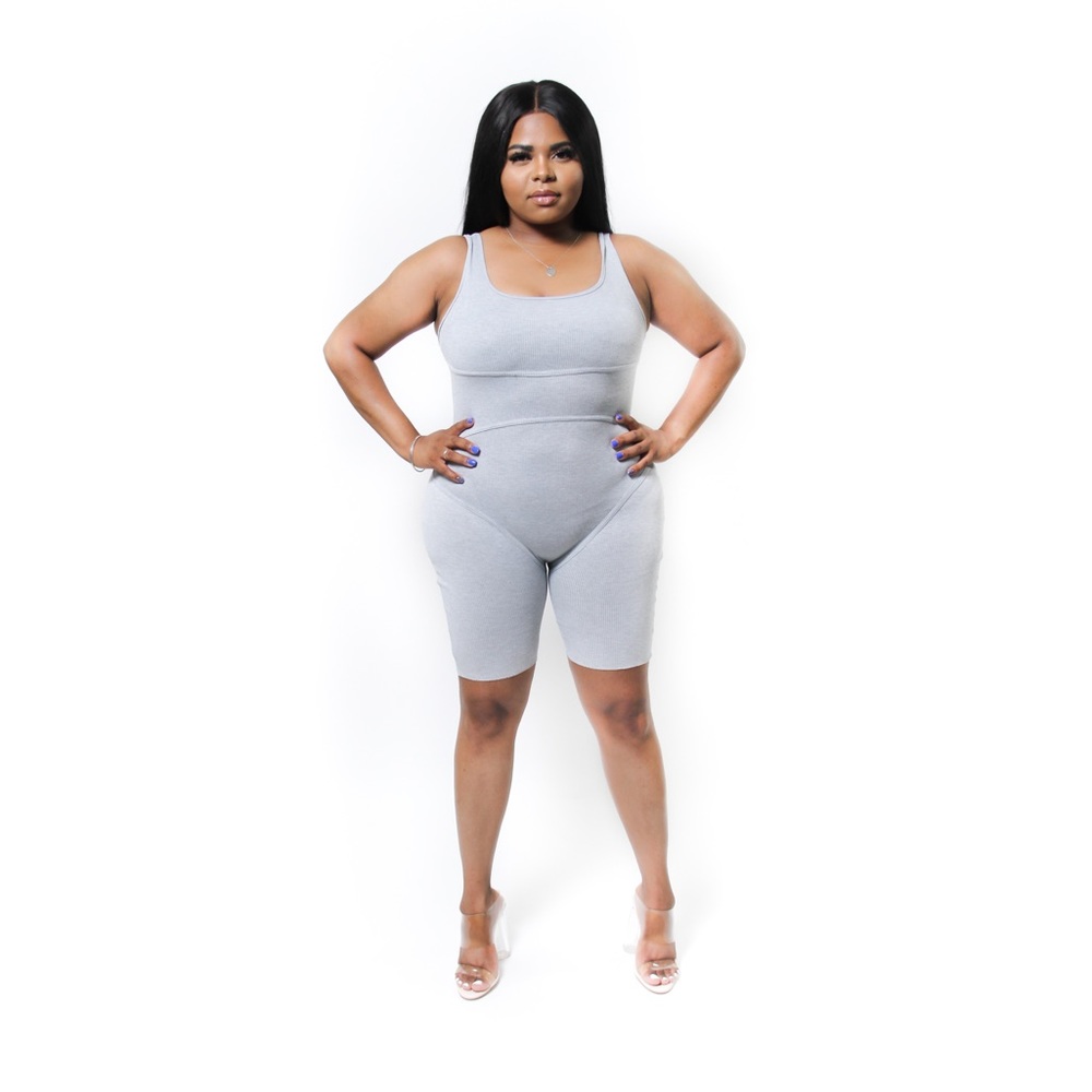 Grey Ribbed Romper